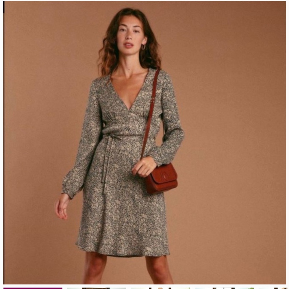 Rouje Aurore Dress Black and Cream Long Sleeve Dress NWT